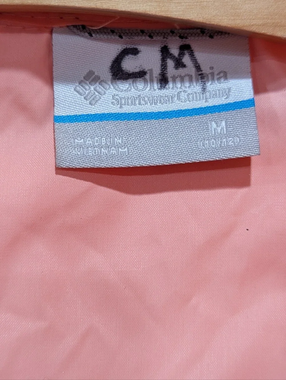 Columbia Kids Windbreaker Jacket Peach Coral Lightweight Packable Girl Medium 10
